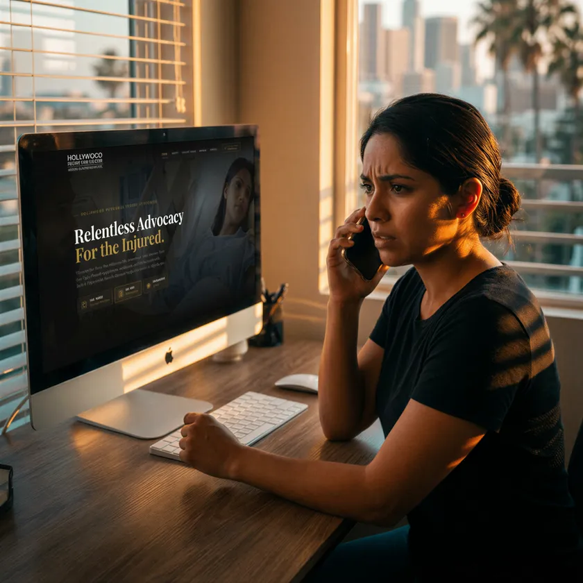 Client calling Hollywood Injury Law Center for help after an accident